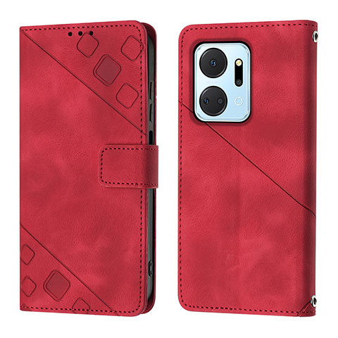 Funda de Cuero Cartera con Soporte Carcasa Y01B para Huawei Honor X7a Rojo