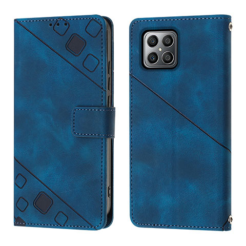 Funda de Cuero Cartera con Soporte Carcasa Y01B para Huawei Honor X8 4G Azul