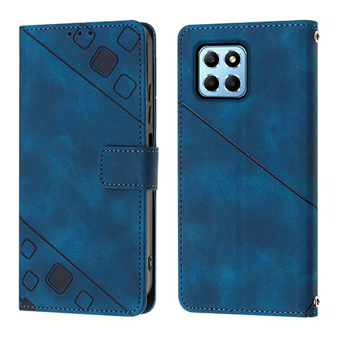 Funda de Cuero Cartera con Soporte Carcasa Y01B para Huawei Honor X8 5G Azul