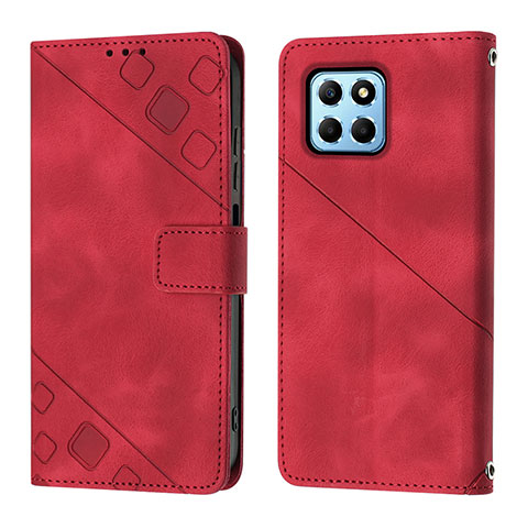 Funda de Cuero Cartera con Soporte Carcasa Y01B para Huawei Honor X8a 5G Rojo