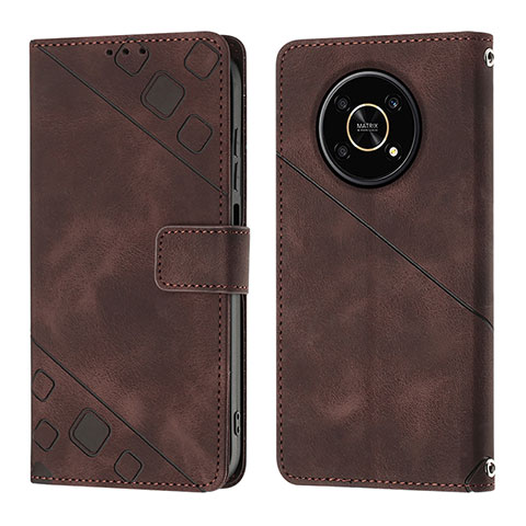 Funda de Cuero Cartera con Soporte Carcasa Y01B para Huawei Honor X9 5G Marron