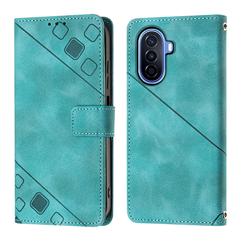 Funda de Cuero Cartera con Soporte Carcasa Y01B para Huawei Nova Y70 Verde