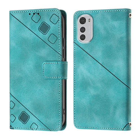 Funda de Cuero Cartera con Soporte Carcasa Y01B para Motorola Moto E32 Verde