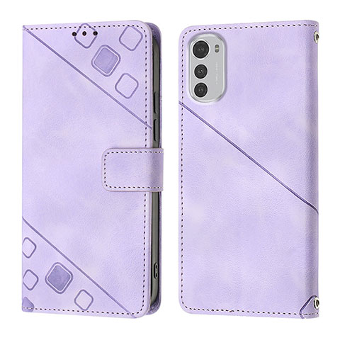 Funda de Cuero Cartera con Soporte Carcasa Y01B para Motorola Moto E32s Morado