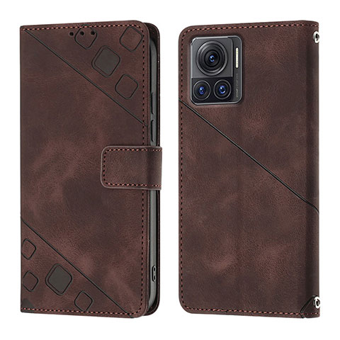 Funda de Cuero Cartera con Soporte Carcasa Y01B para Motorola Moto Edge 30 Ultra 5G Marron