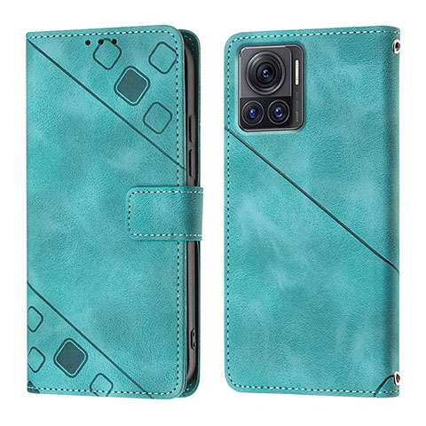 Funda de Cuero Cartera con Soporte Carcasa Y01B para Motorola Moto Edge 30 Ultra 5G Verde