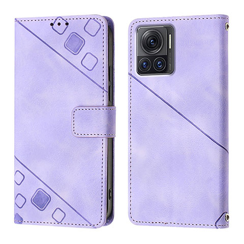 Funda de Cuero Cartera con Soporte Carcasa Y01B para Motorola Moto Edge X30 Pro 5G Morado