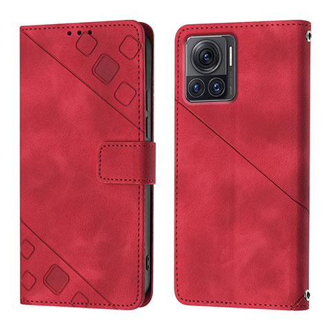 Funda de Cuero Cartera con Soporte Carcasa Y01B para Motorola Moto Edge X30 Pro 5G Rojo