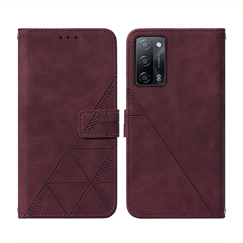 Funda de Cuero Cartera con Soporte Carcasa Y01B para Oppo A53s 5G Rojo Rosa