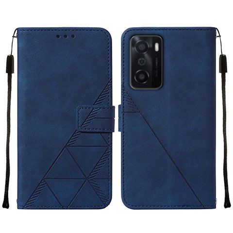 Funda de Cuero Cartera con Soporte Carcasa Y01B para Oppo A55S 5G Azul