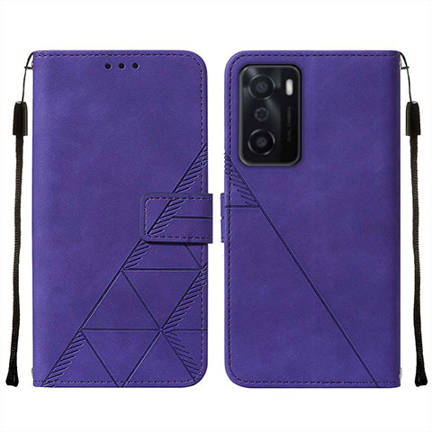 Funda de Cuero Cartera con Soporte Carcasa Y01B para Oppo A55S 5G Morado