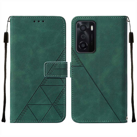 Funda de Cuero Cartera con Soporte Carcasa Y01B para Oppo A55S 5G Verde