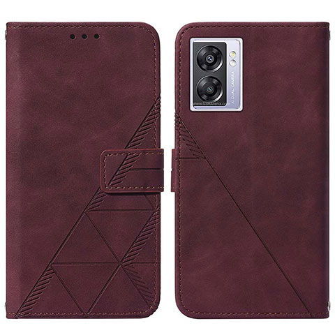 Funda de Cuero Cartera con Soporte Carcasa Y01B para Oppo A56S 5G Rojo Rosa