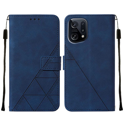 Funda de Cuero Cartera con Soporte Carcasa Y01B para Oppo Find X5 5G Azul