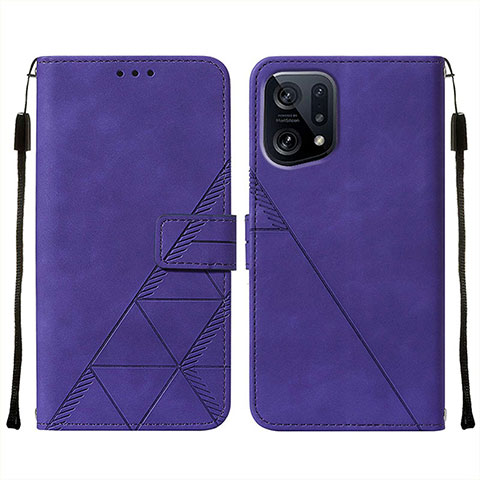 Funda de Cuero Cartera con Soporte Carcasa Y01B para Oppo Find X5 5G Morado