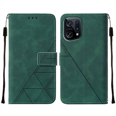 Funda de Cuero Cartera con Soporte Carcasa Y01B para Oppo Find X5 5G Verde