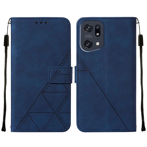 Funda de Cuero Cartera con Soporte Carcasa Y01B para Oppo Find X5 Pro 5G Azul