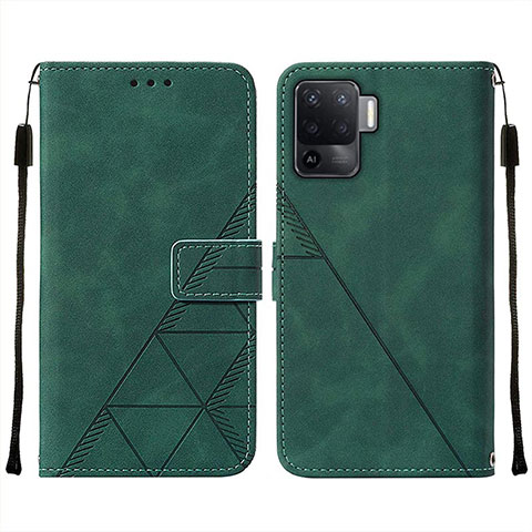 Funda de Cuero Cartera con Soporte Carcasa Y01B para Oppo Reno5 F Verde