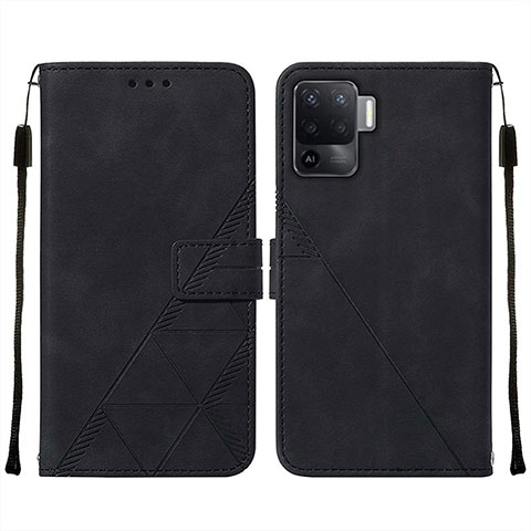 Funda de Cuero Cartera con Soporte Carcasa Y01B para Oppo Reno5 Lite Negro