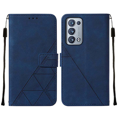 Funda de Cuero Cartera con Soporte Carcasa Y01B para Oppo Reno6 Pro 5G Azul