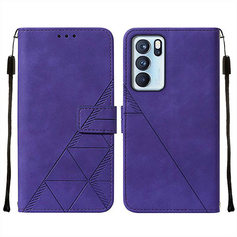 Funda de Cuero Cartera con Soporte Carcasa Y01B para Oppo Reno6 Pro 5G India Morado