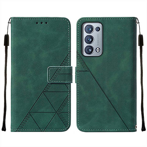 Funda de Cuero Cartera con Soporte Carcasa Y01B para Oppo Reno6 Pro 5G Verde