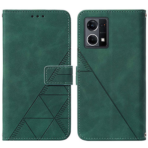 Funda de Cuero Cartera con Soporte Carcasa Y01B para Oppo Reno7 4G Verde