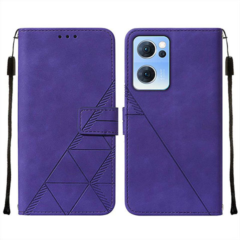 Funda de Cuero Cartera con Soporte Carcasa Y01B para Oppo Reno7 5G Morado