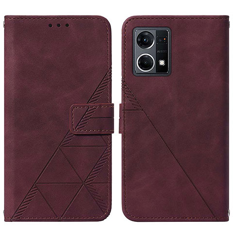 Funda de Cuero Cartera con Soporte Carcasa Y01B para Oppo Reno8 4G Rojo Rosa