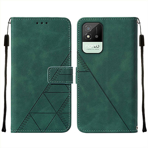 Funda de Cuero Cartera con Soporte Carcasa Y01B para Realme C20A Verde