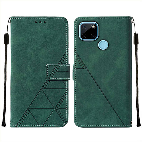 Funda de Cuero Cartera con Soporte Carcasa Y01B para Realme C21Y Verde