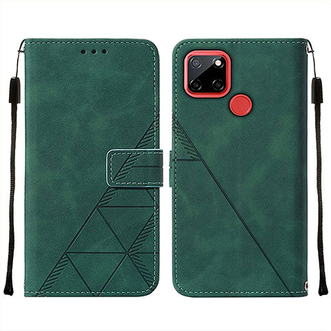 Funda de Cuero Cartera con Soporte Carcasa Y01B para Realme C25S Verde