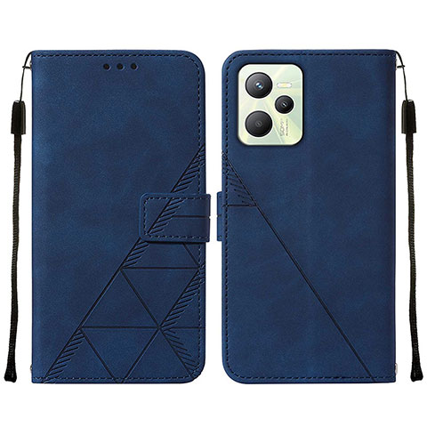 Funda de Cuero Cartera con Soporte Carcasa Y01B para Realme C35 Azul