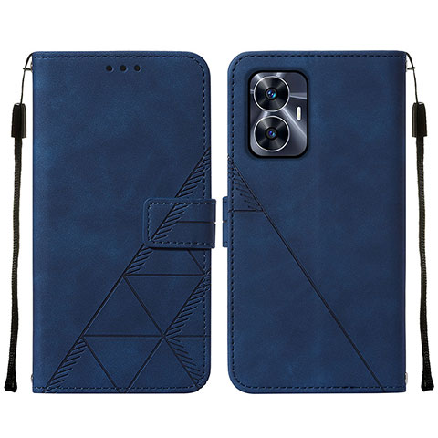 Funda de Cuero Cartera con Soporte Carcasa Y01B para Realme C55 Azul