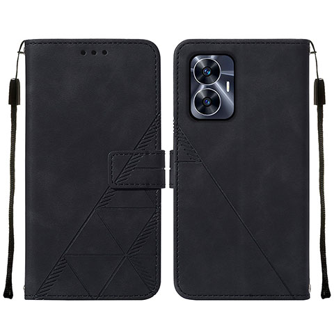 Funda de Cuero Cartera con Soporte Carcasa Y01B para Realme C55 Negro