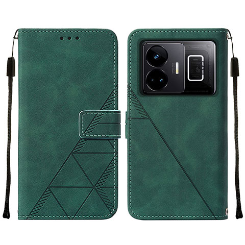 Funda de Cuero Cartera con Soporte Carcasa Y01B para Realme GT3 5G Verde