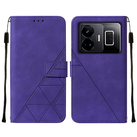 Funda de Cuero Cartera con Soporte Carcasa Y01B para Realme GT5 5G Morado