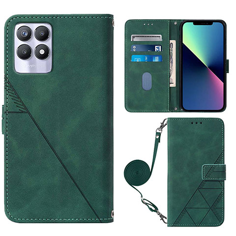 Funda de Cuero Cartera con Soporte Carcasa Y01B para Realme Narzo 50 4G Verde