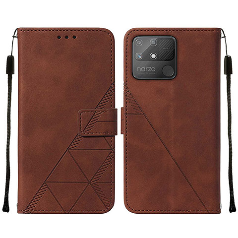 Funda de Cuero Cartera con Soporte Carcasa Y01B para Realme Narzo 50A Marron