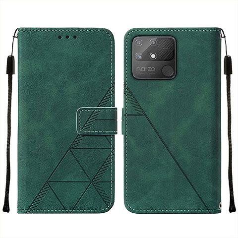 Funda de Cuero Cartera con Soporte Carcasa Y01B para Realme Narzo 50A Verde