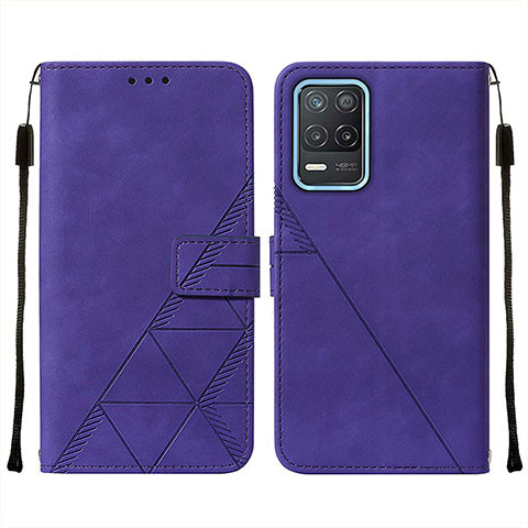 Funda de Cuero Cartera con Soporte Carcasa Y01B para Realme Q3 5G Morado