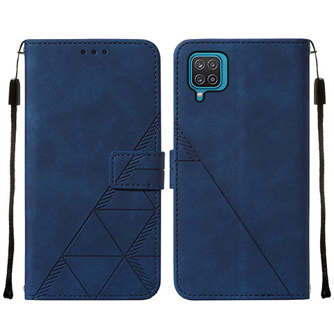 Funda de Cuero Cartera con Soporte Carcasa Y01B para Samsung Galaxy A12 Nacho Azul