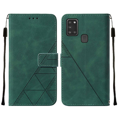 Funda de Cuero Cartera con Soporte Carcasa Y01B para Samsung Galaxy A21s Verde