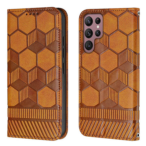 Funda de Cuero Cartera con Soporte Carcasa Y01B para Samsung Galaxy S23 Ultra 5G Marron Claro