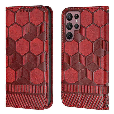 Funda de Cuero Cartera con Soporte Carcasa Y01B para Samsung Galaxy S23 Ultra 5G Rojo