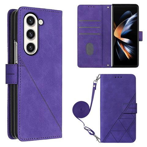 Funda de Cuero Cartera con Soporte Carcasa Y01B para Samsung Galaxy Z Fold5 5G Morado