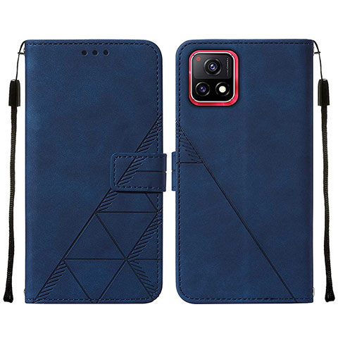 Funda de Cuero Cartera con Soporte Carcasa Y01B para Vivo iQOO U3 5G Azul