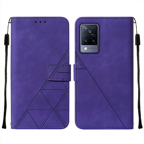 Funda de Cuero Cartera con Soporte Carcasa Y01B para Vivo V21 5G Morado