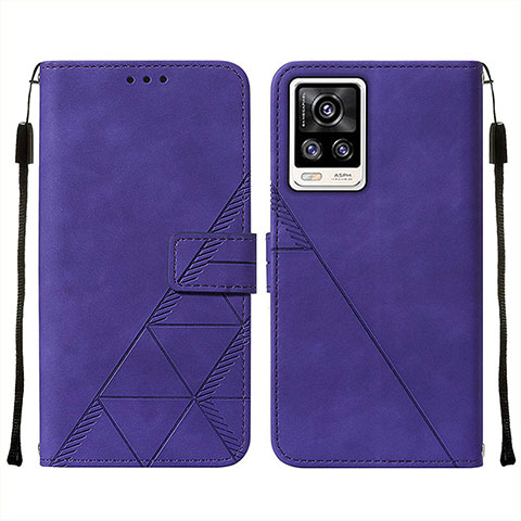 Funda de Cuero Cartera con Soporte Carcasa Y01B para Vivo V21e 4G Morado