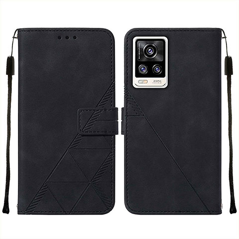 Funda de Cuero Cartera con Soporte Carcasa Y01B para Vivo V21e 4G Negro